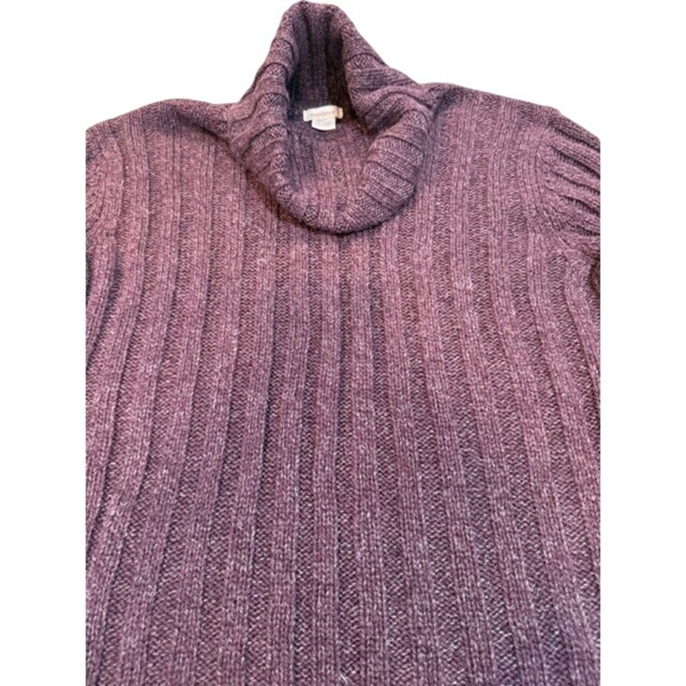 Sundance Womens Ribbed Knit Turtleneck Sweater Plum Purple Cotton Silk Cozy XL - Picture 2 of 5